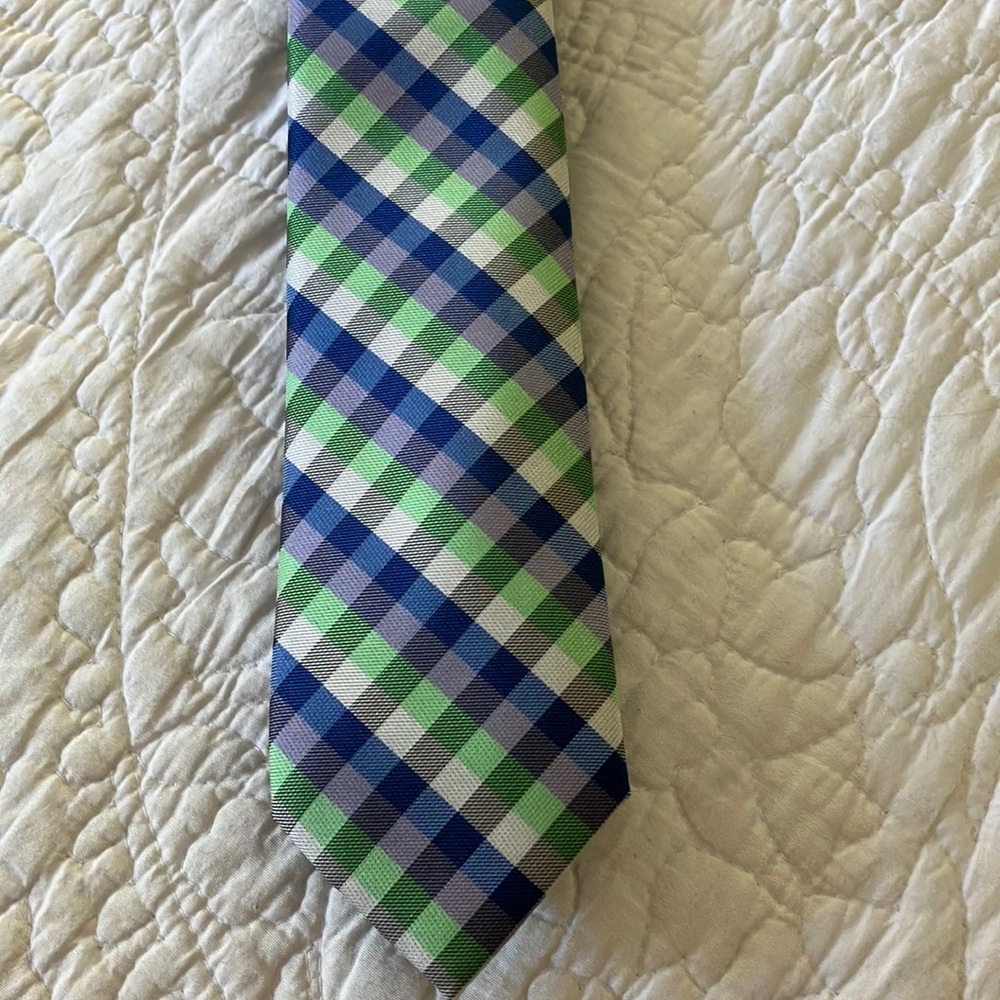 Blue and Green Checkered Boys Tie